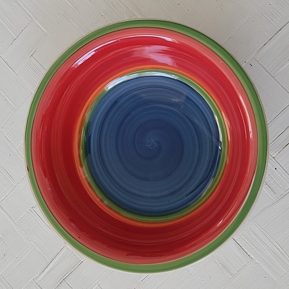 Royal Norfolk Stoneware Mambo One Dinner Plate and One Salad/Soup Bowl - Picture 3 of 6